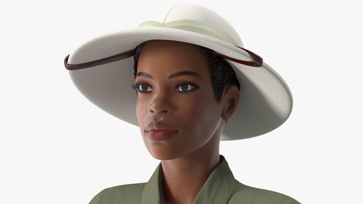 3D Light Skin Black Woman Explorer Rigged model
