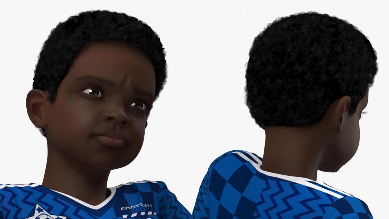 Black Child Boy With Ball Rigged 3D