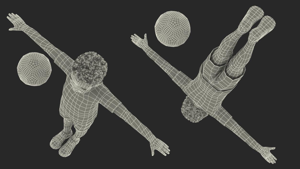 Black Child Boy With Ball Rigged 3D