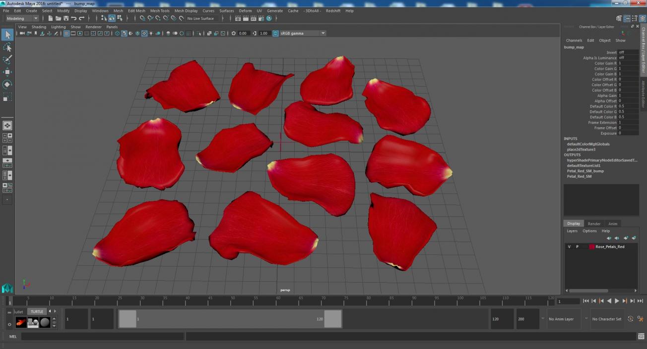 3D model Rose Petals Red
