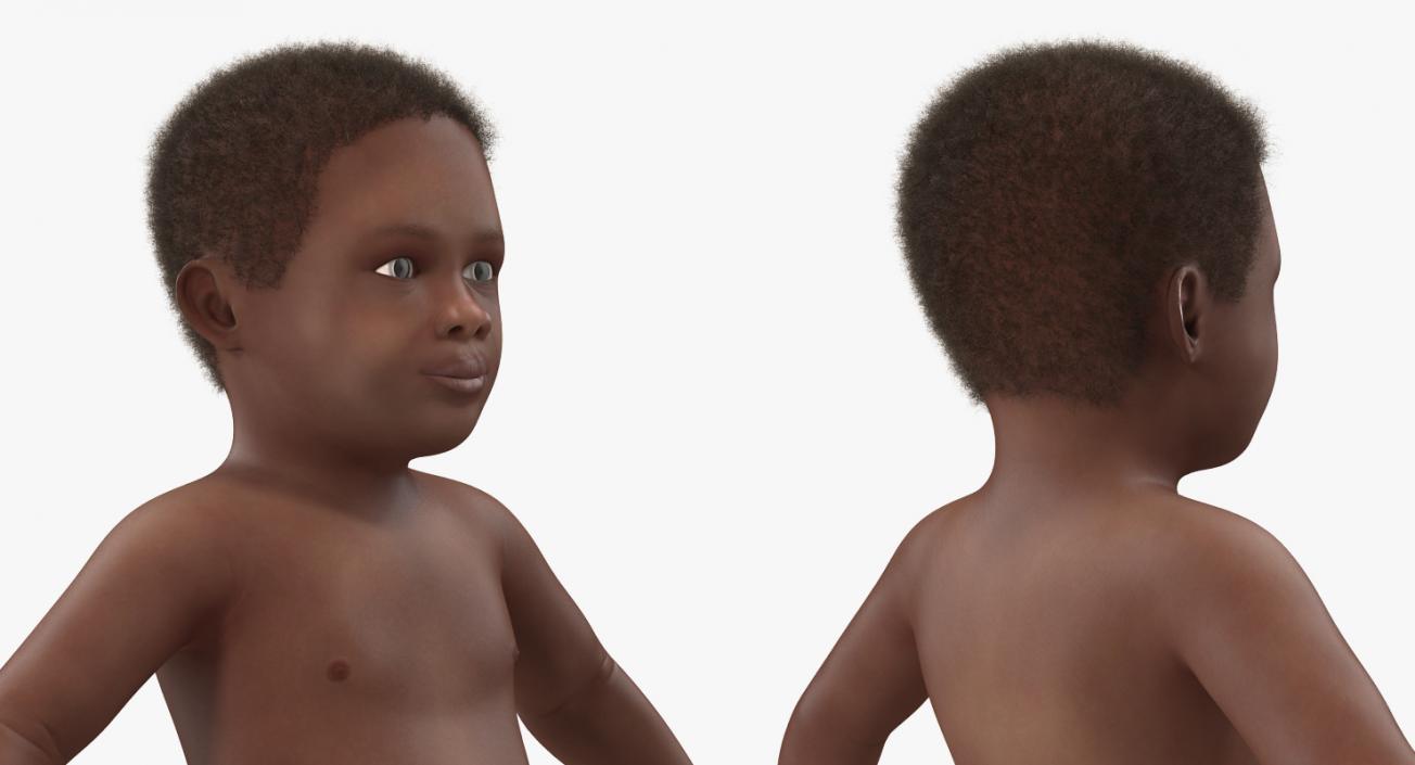 3D model African American Baby with Fur