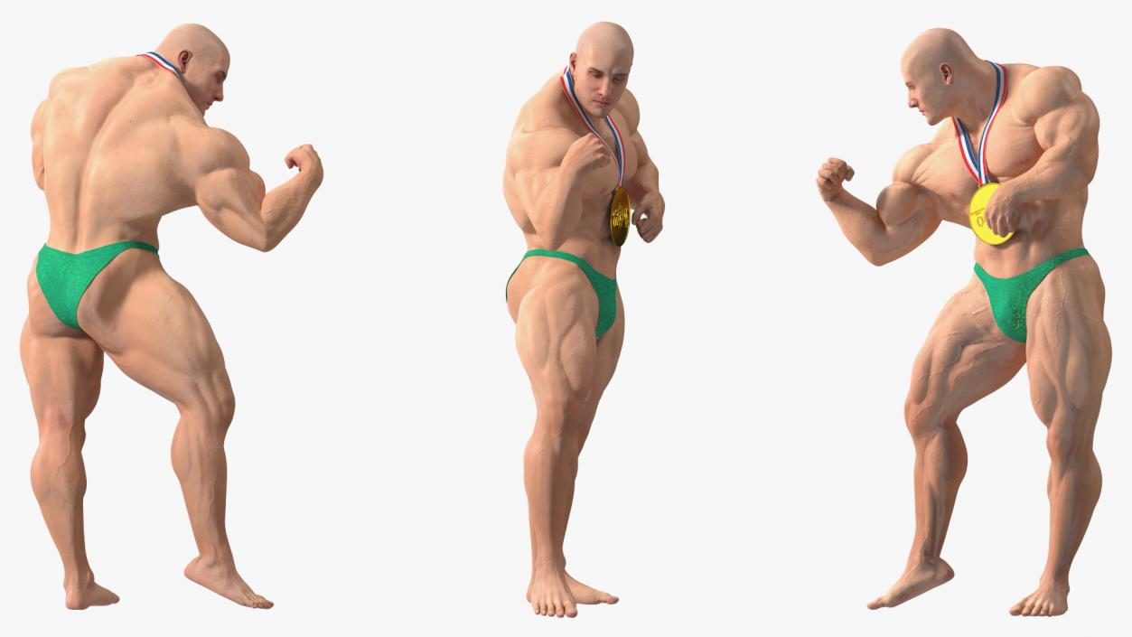 3D Muscular Bodybuilder Athlete Man Rigged for Maya model
