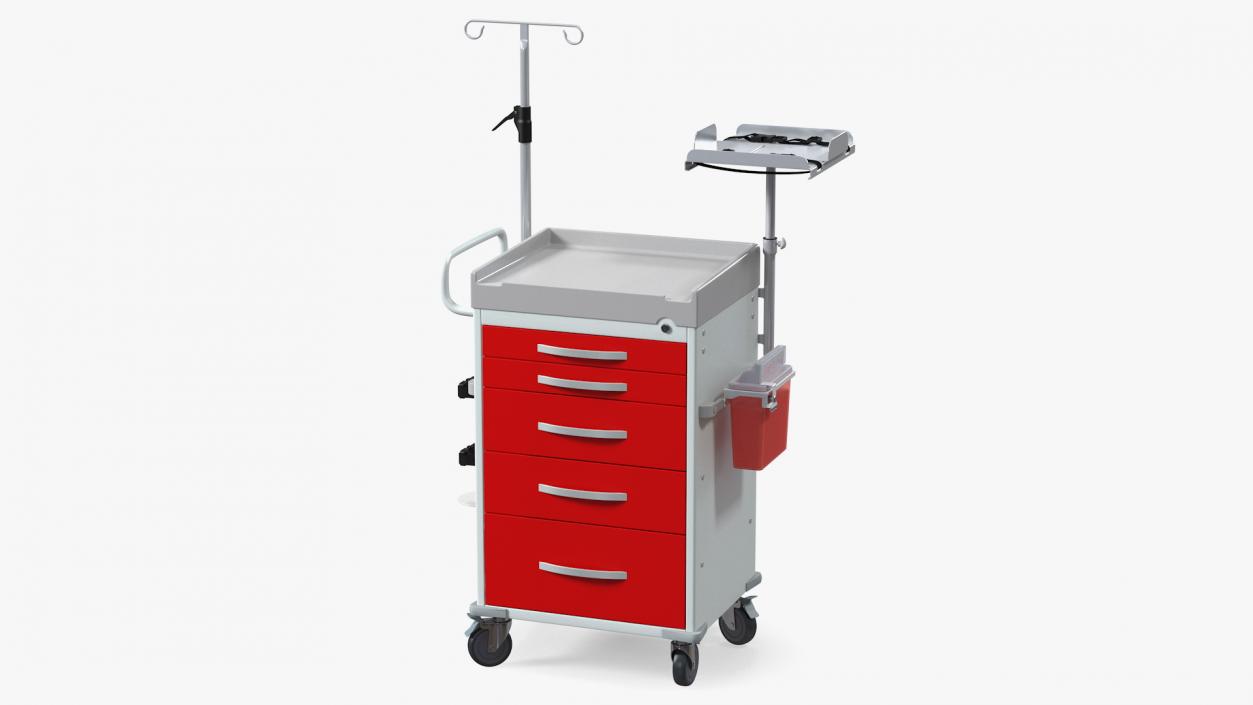 Medical Cart with Defibrillator Shelf 3D