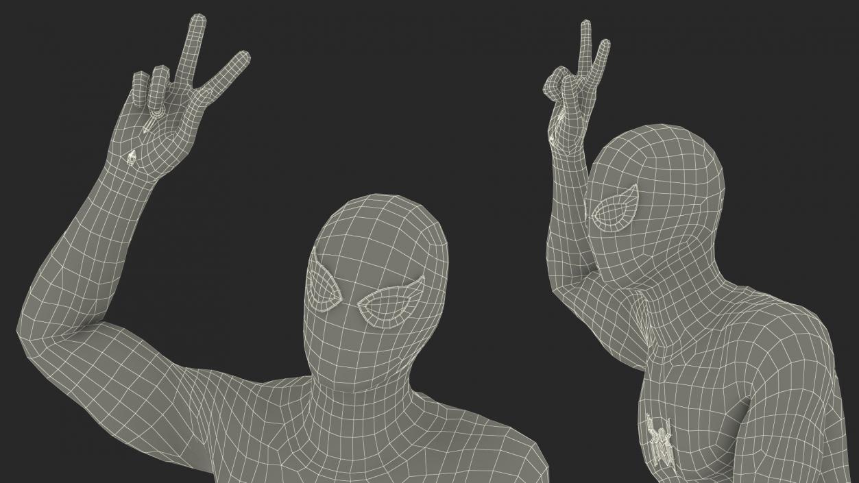 3D Spiderman Black Suit Hanging Pose model