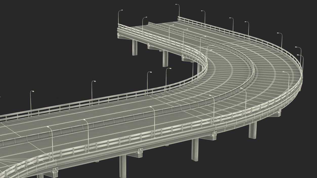 Connectable Highway Road Elements Entrance Ramp 3D