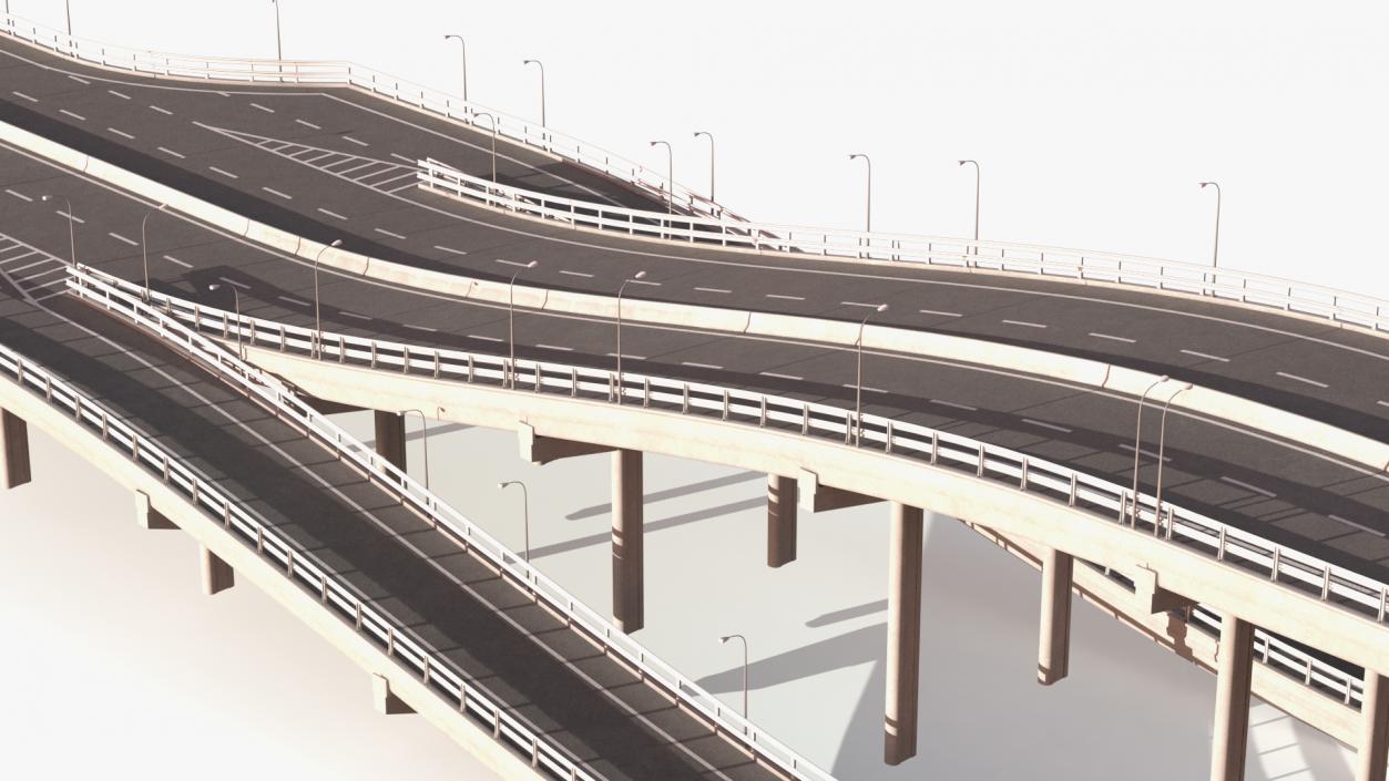 Connectable Highway Road Elements Entrance Ramp 3D