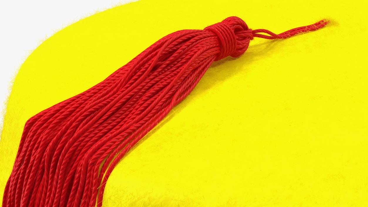 3D Traditional Arabic Yellow Fez Hat With Red Tassel Fur model