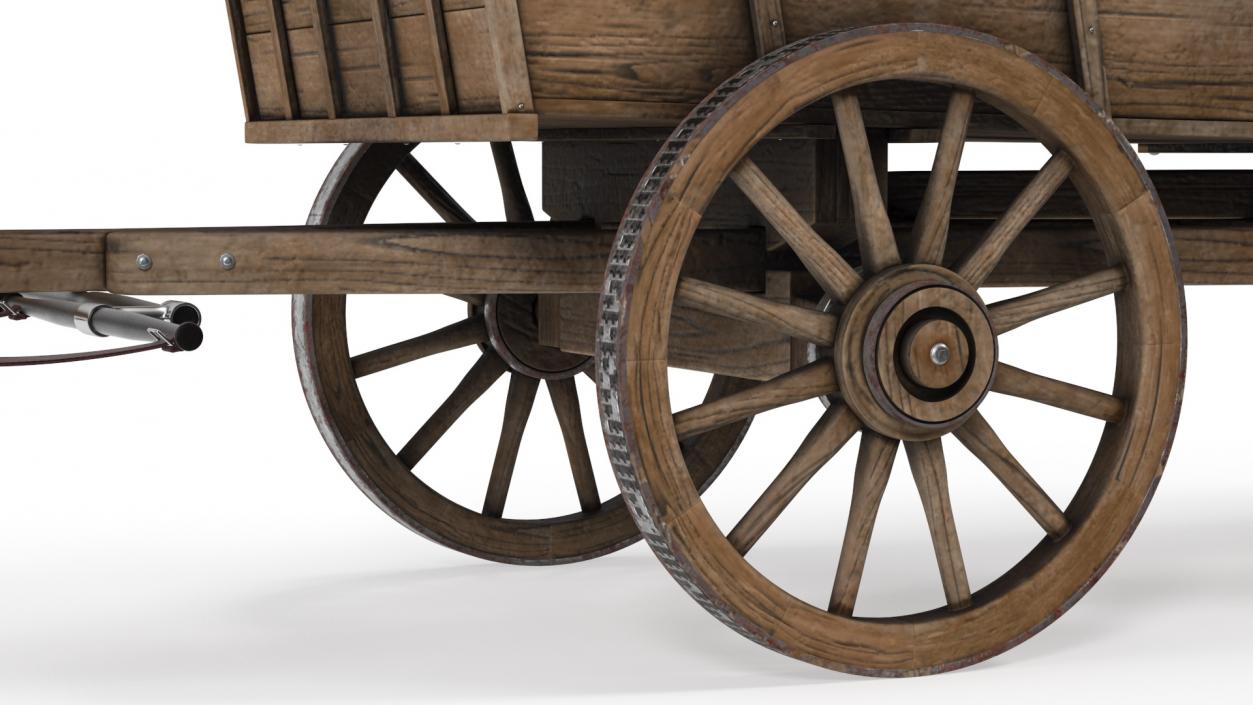 3D Open Wagon with Horses fur