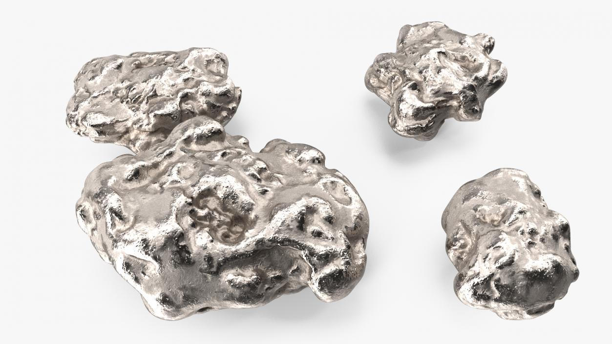 3D Metallic Silver Big Minerals model