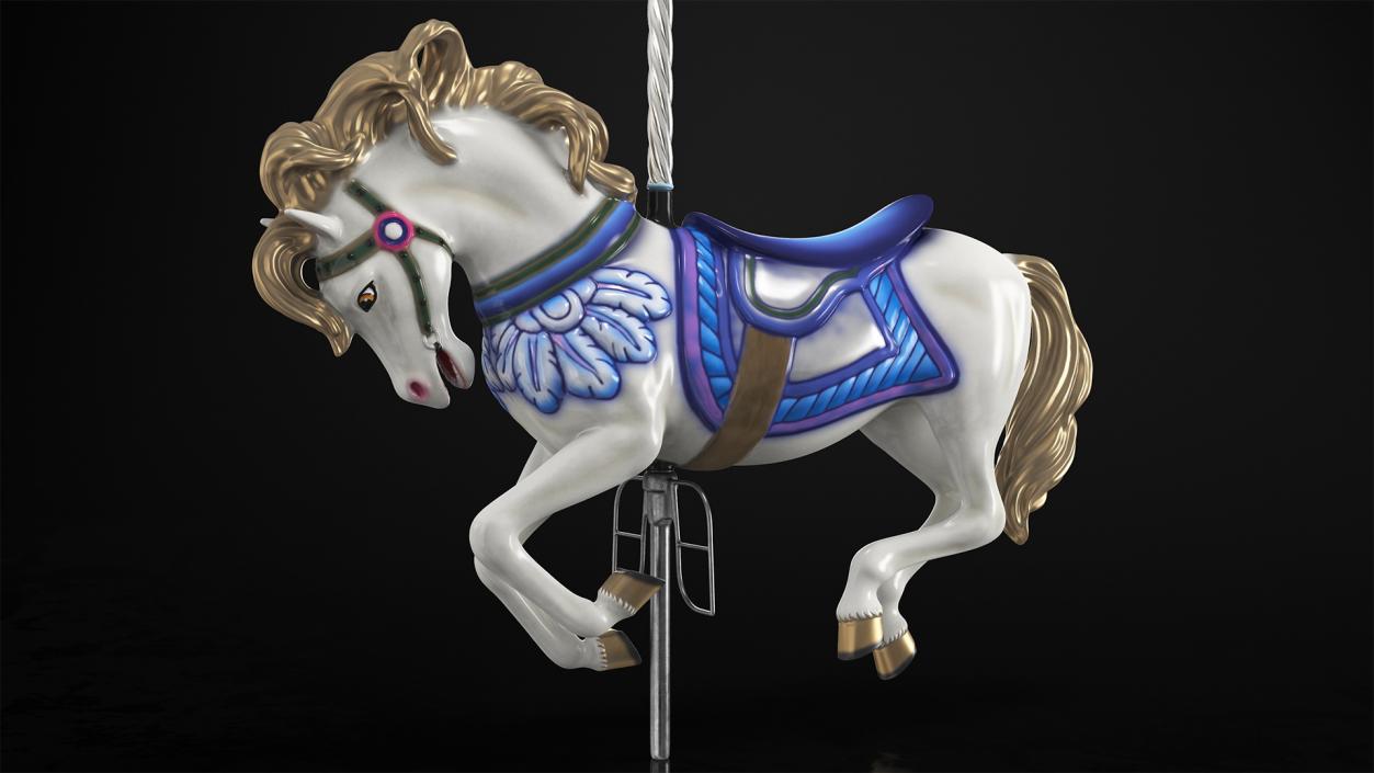 Carousel Galloping Horse Blue 3D model