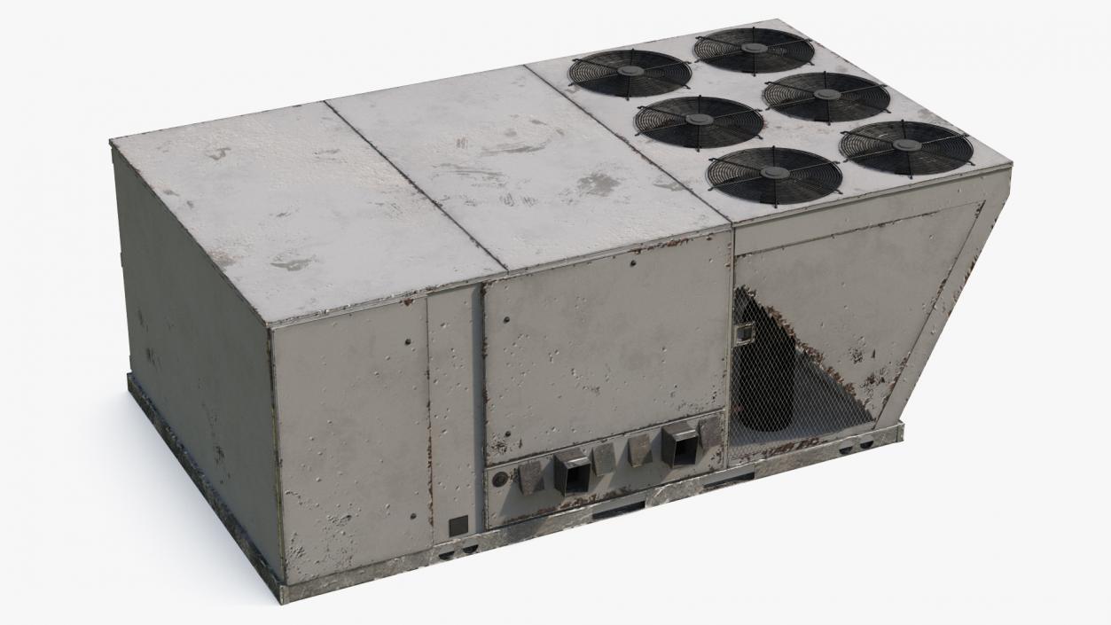 Industrial Rooftop Air Conditioning System Rusted 3D model