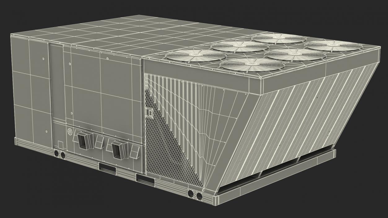 Industrial Rooftop Air Conditioning System Rusted 3D model