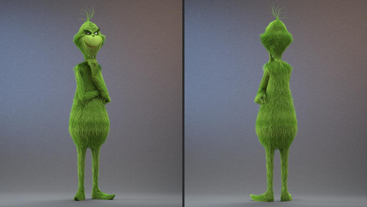 3D Christmas Cartoon Character Grinch with Fur model