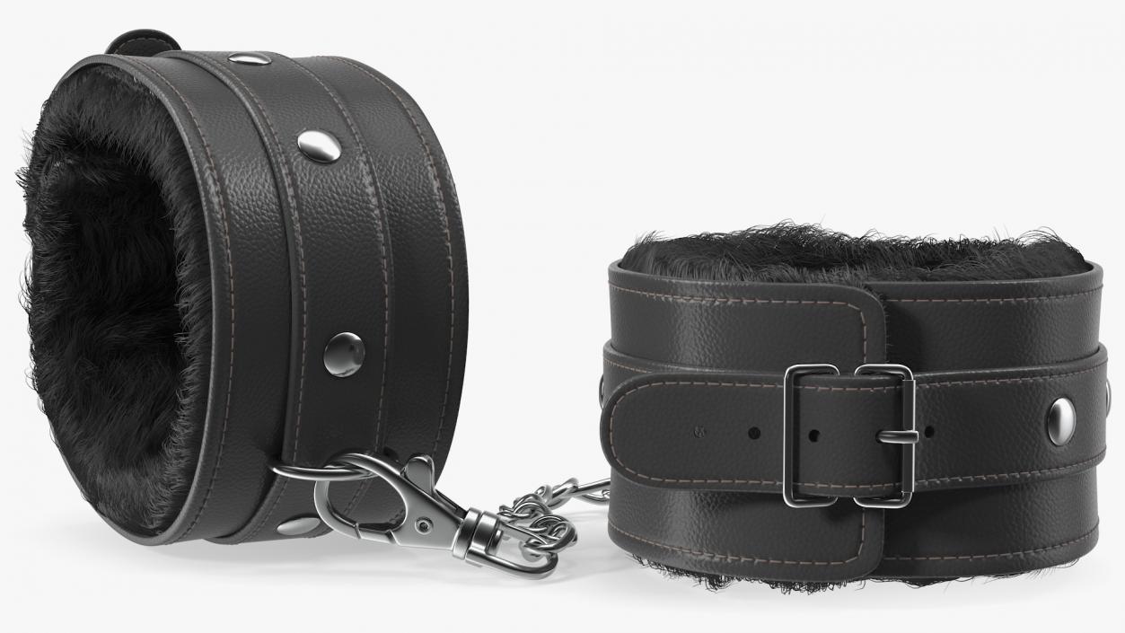 3D Leather Wrist Cuffs with Fur model