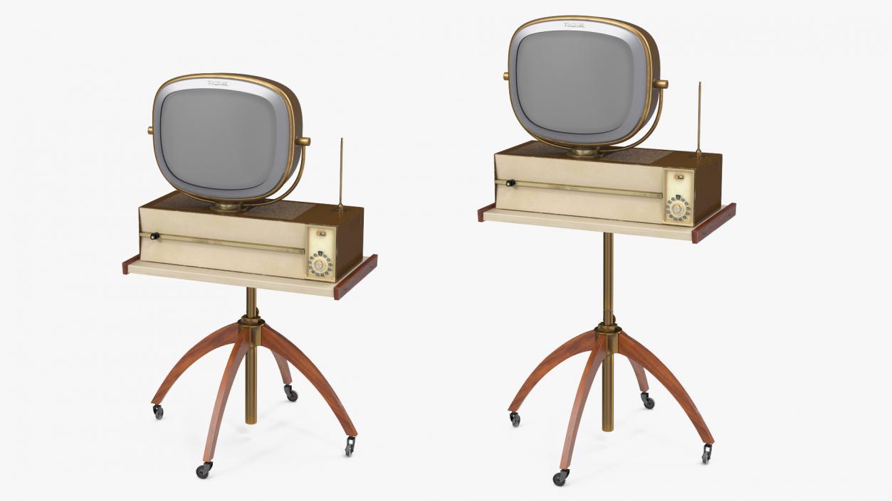 3D Vintage Antique 50s TV with Stand model