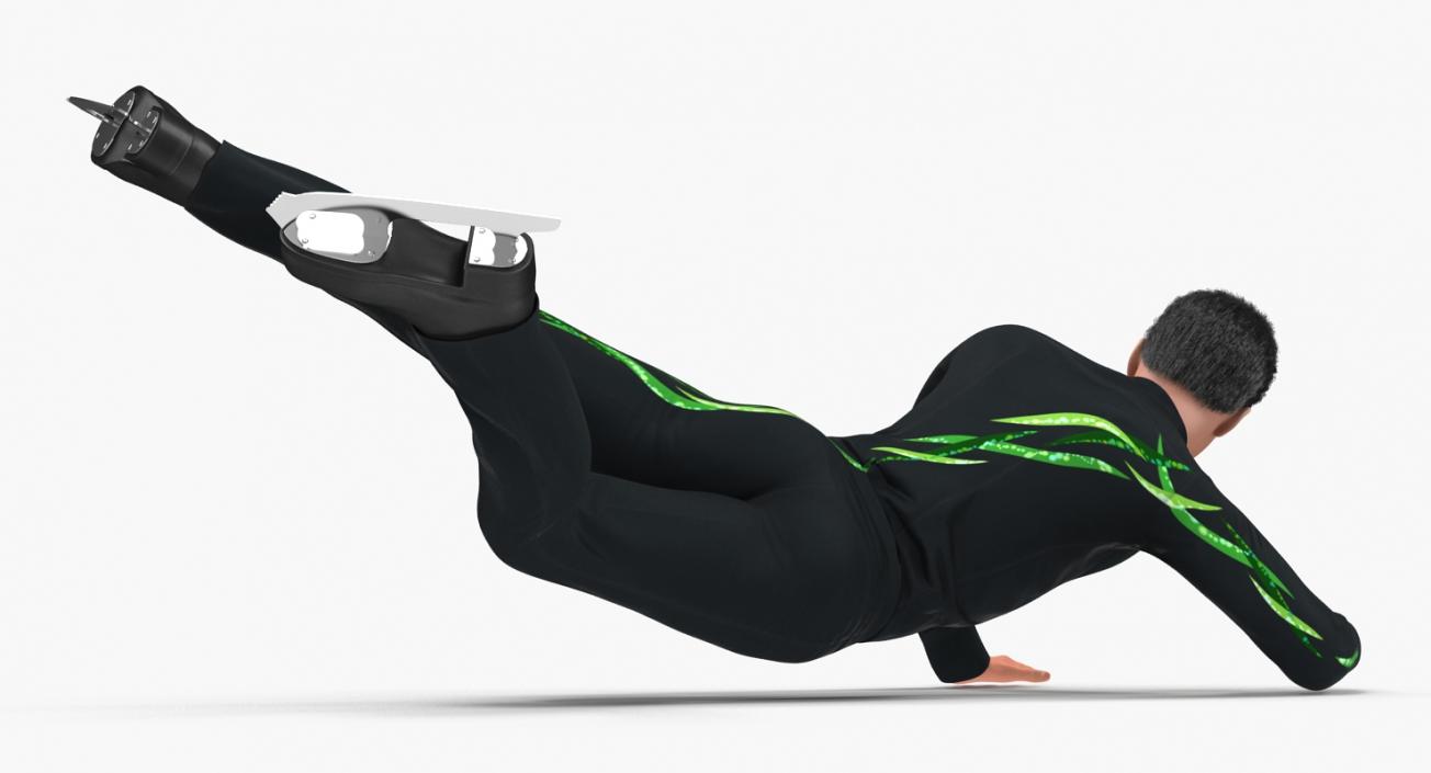 3D Male Figure Skater 2 Falling Down model