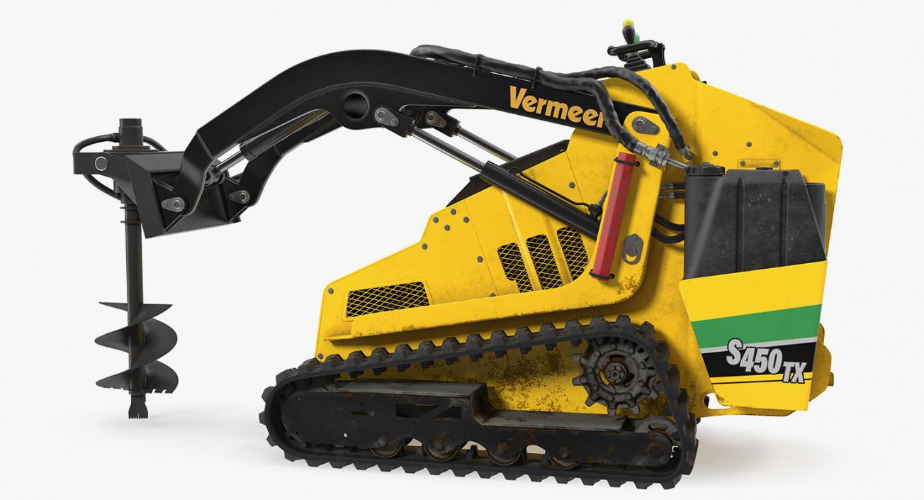 3D Mini Skid Steer Vermeer with Auger Drill Dirty
