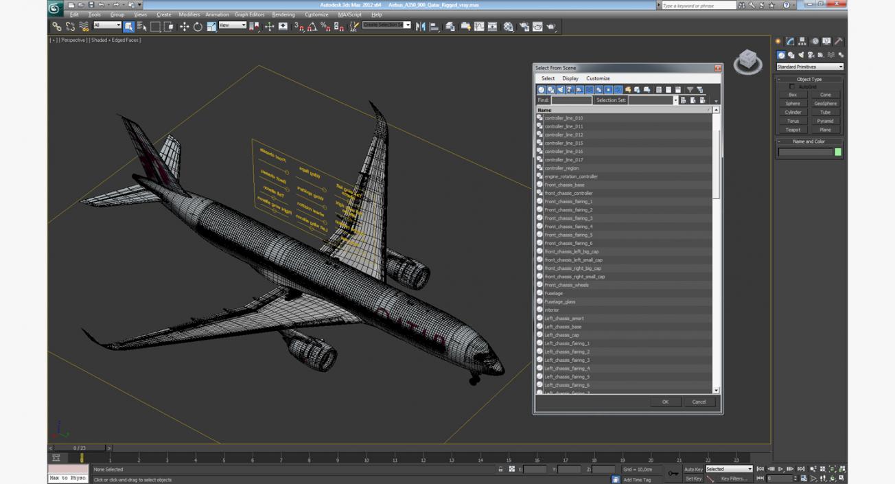 3D Airbus A350-900 Qatar Rigged model