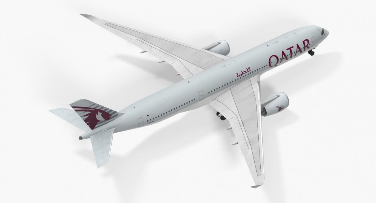 3D Airbus A350-900 Qatar Rigged model