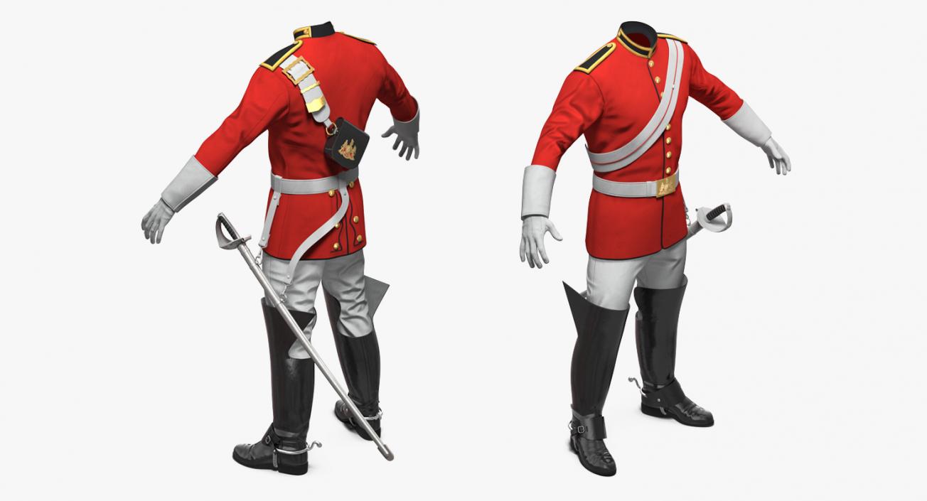 British Cavalry Royal Life Guard Uniform Set 3D model