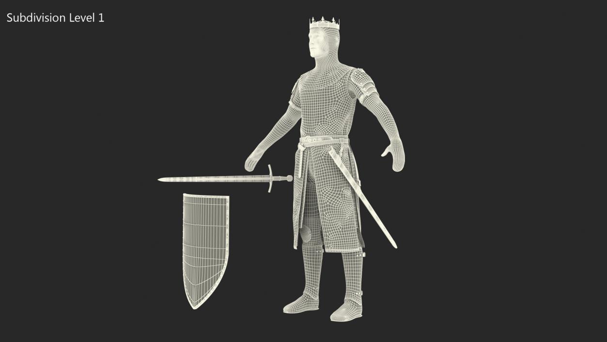 3D Crusader Knight King T-Pose Set