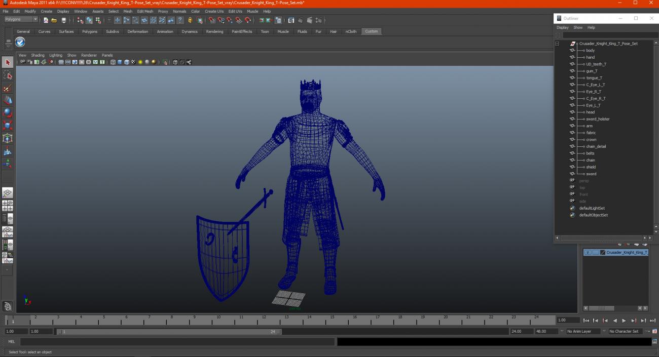 3D Crusader Knight King T-Pose Set