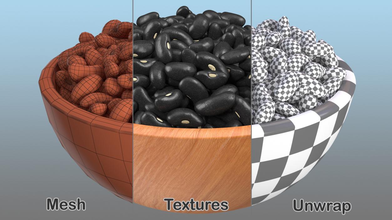 Black Turtle Beans on a Plate 3D model