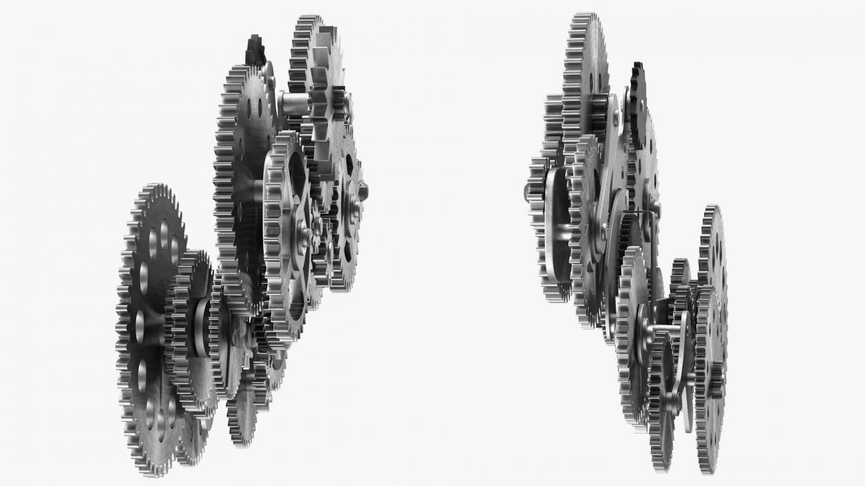 3D Clockwork Gear Mechanism Silver