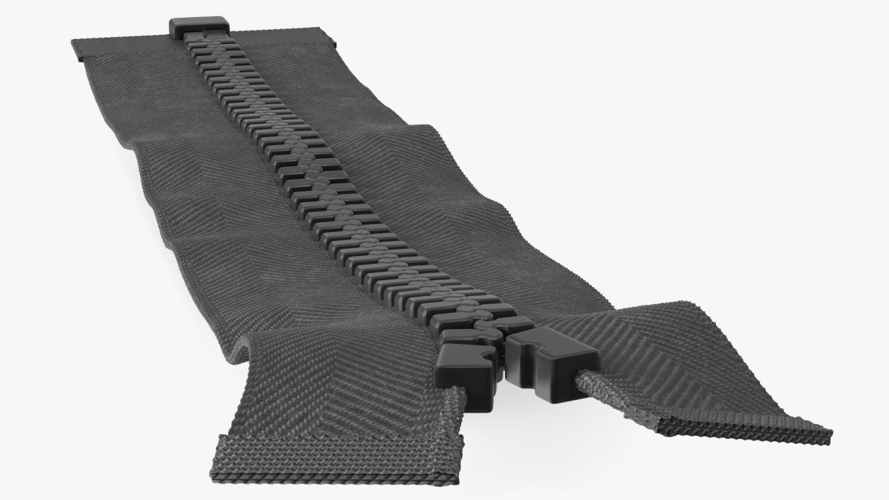 3D Close Zipper without Slider Black model