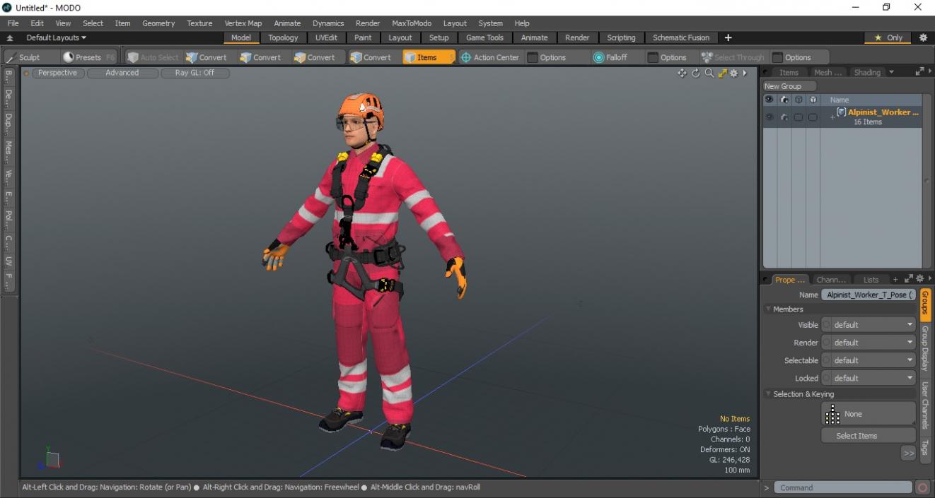 Alpinist Worker T Pose 3D