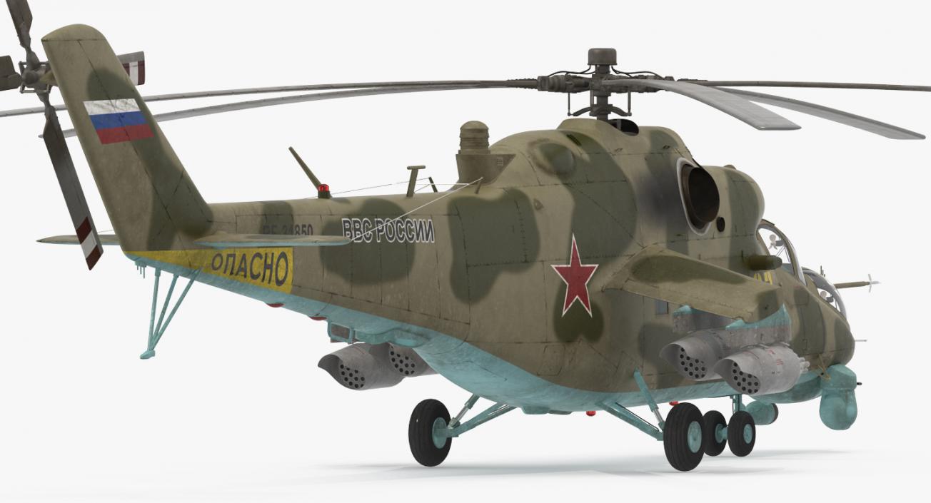 3D Russian Large Helicopter Gunship Mi-35M Rigged