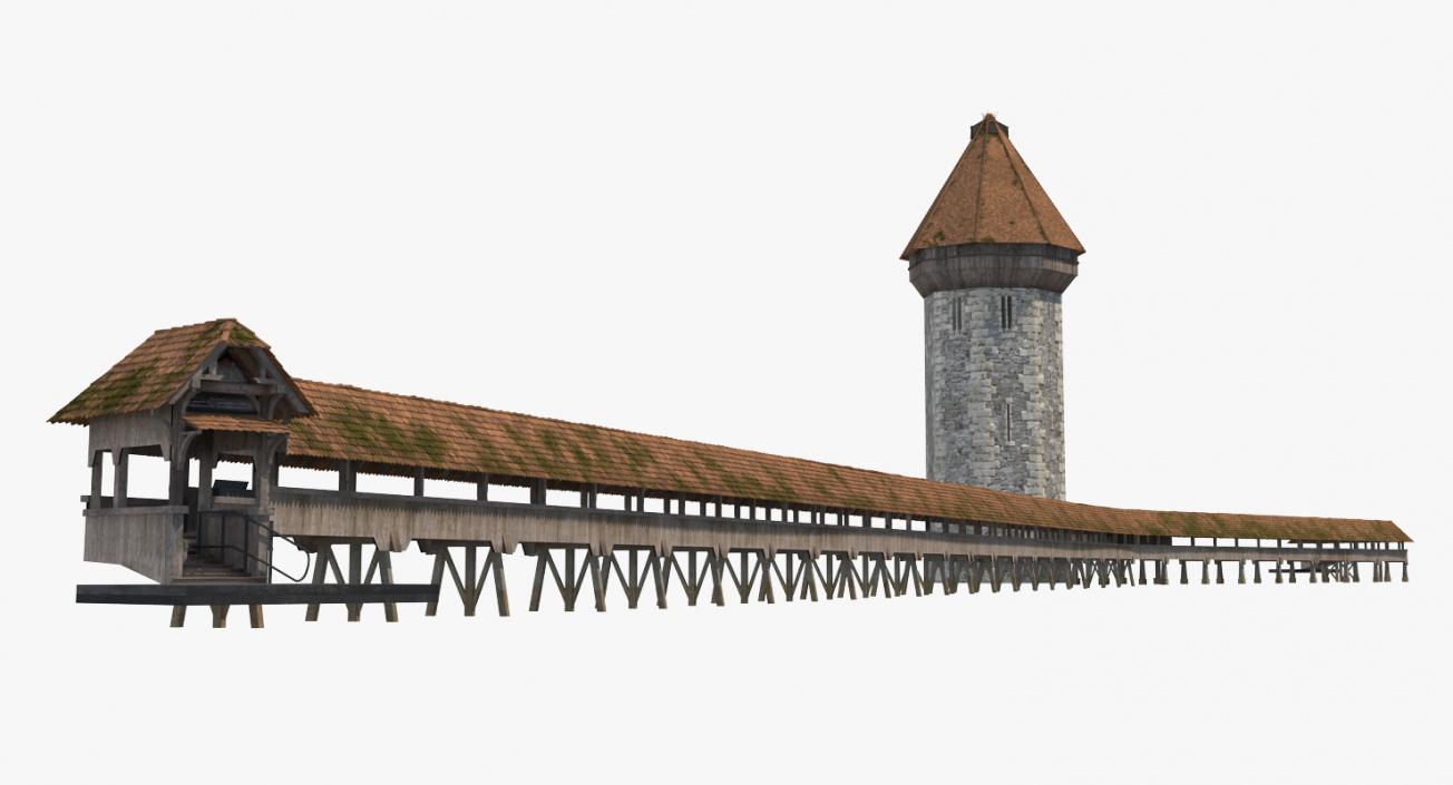 3D Chapel Bridge Wooden Footbridge