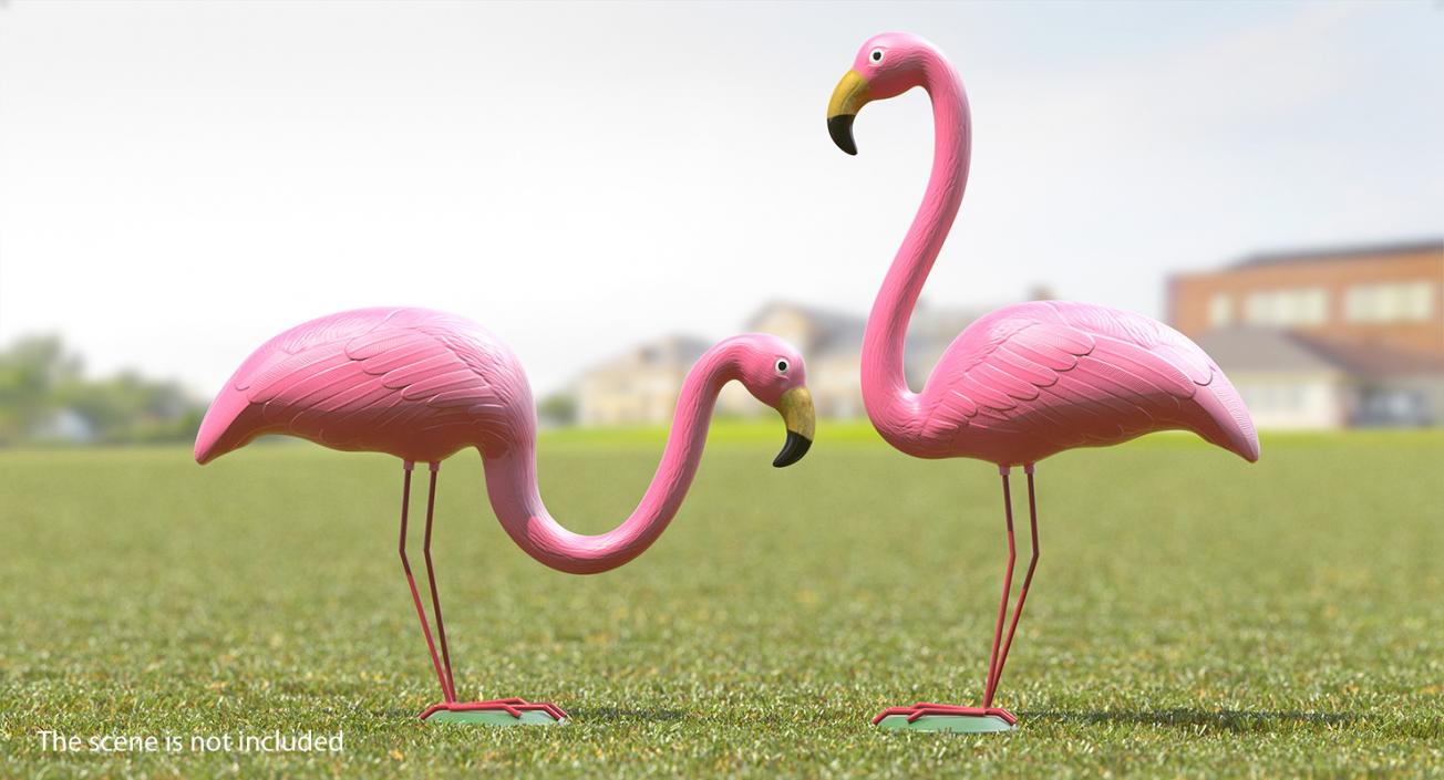Pink Flamingo Lawn Decor 3D model