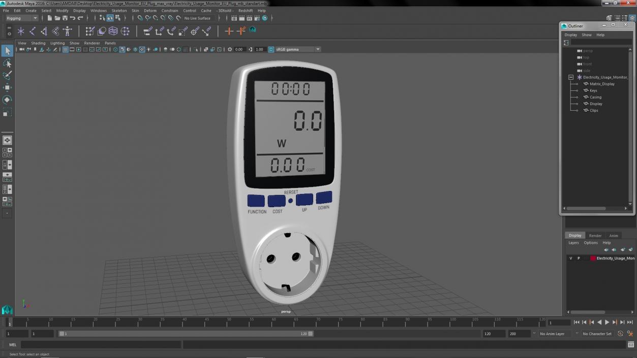 3D Electricity Usage Monitor EU Plug model