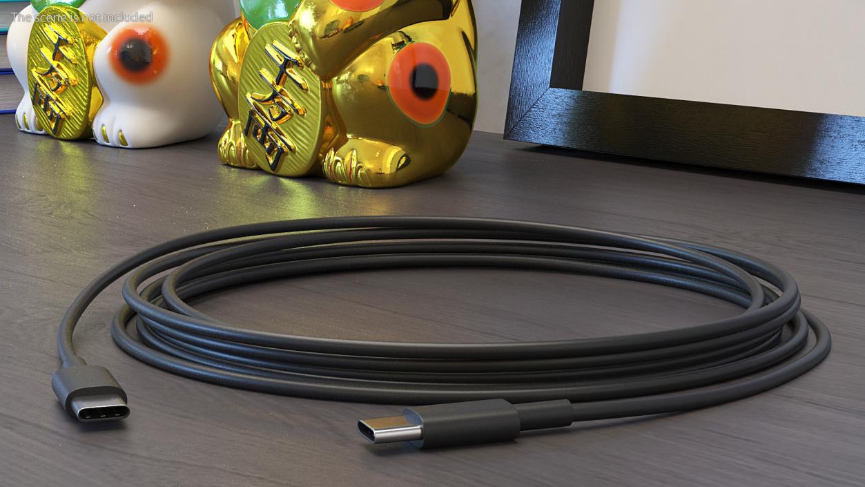 USB Type-C to Type-C Cable Black 3D