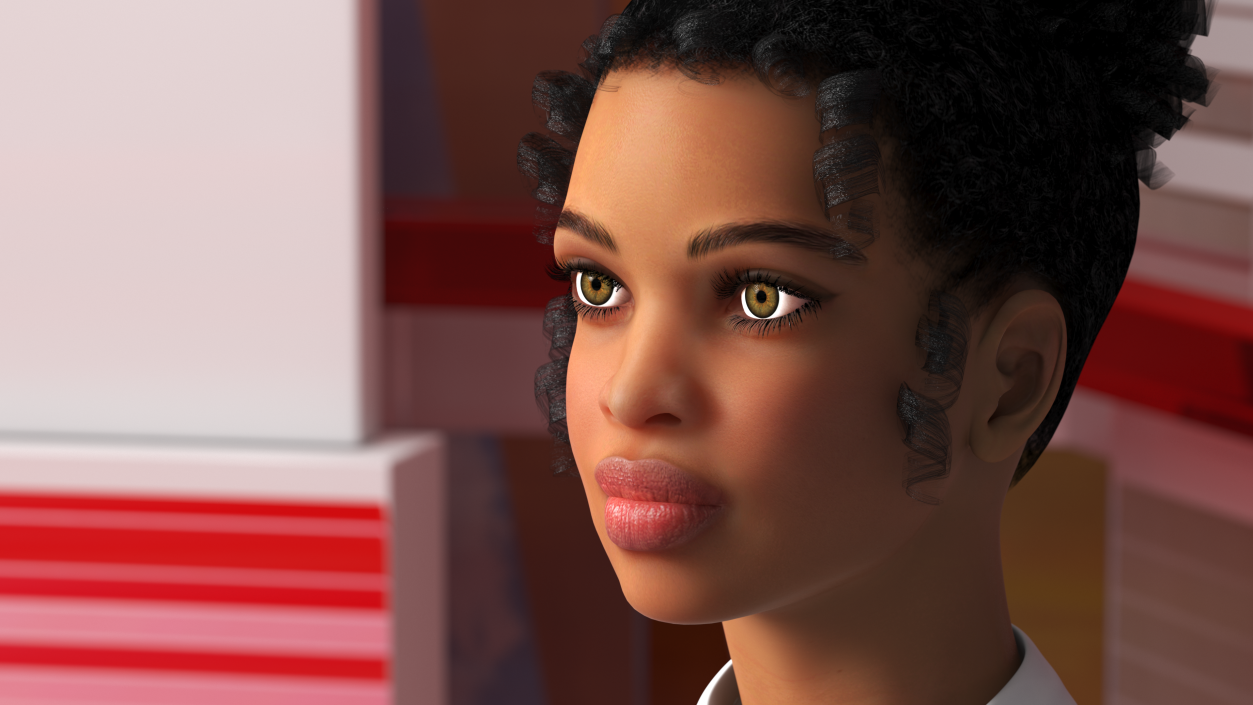 Light Skin Young Black Female Student T Pose 3D model