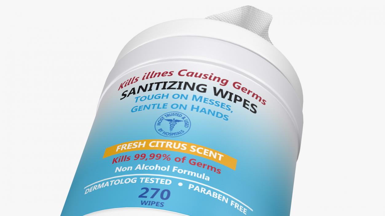 Opened Sanitizing Wipes 270 Count Canister 3D
