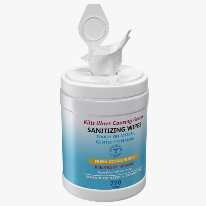 Opened Sanitizing Wipes 270 Count Canister 3D