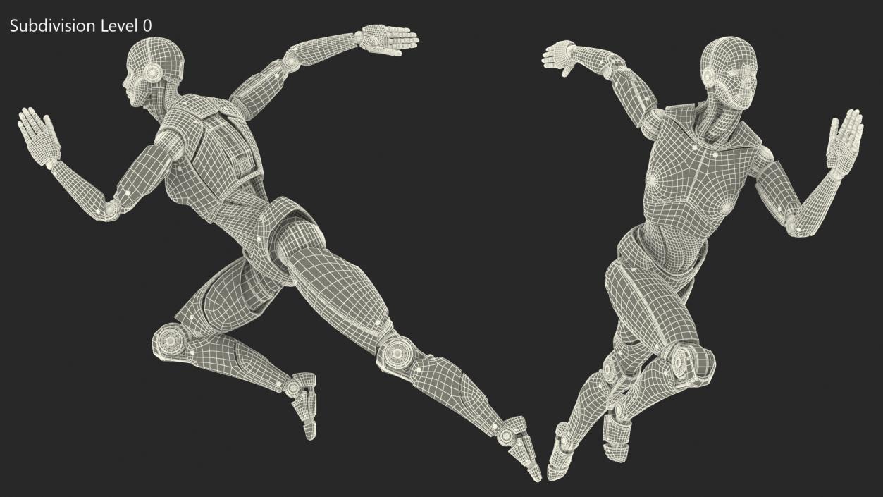 Female Cyborg Run Pose 3D