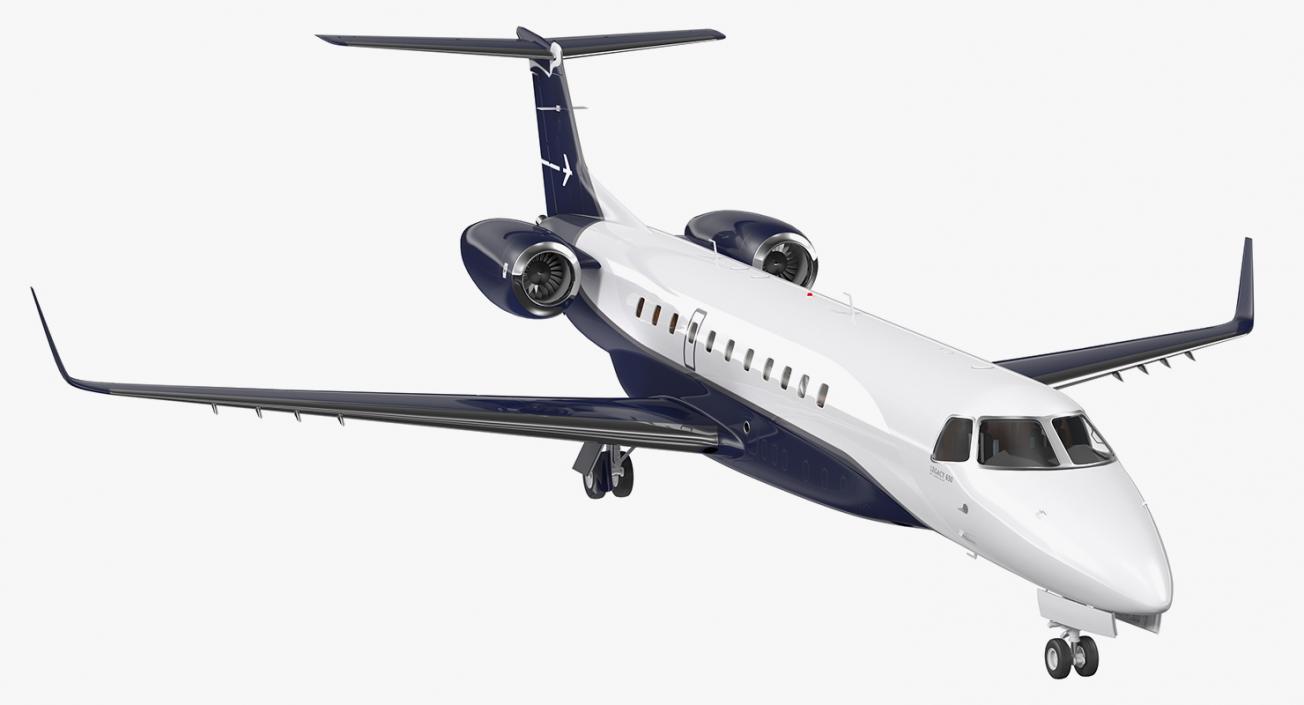 3D Private Jet Embraer Legacy 650E Rigged model