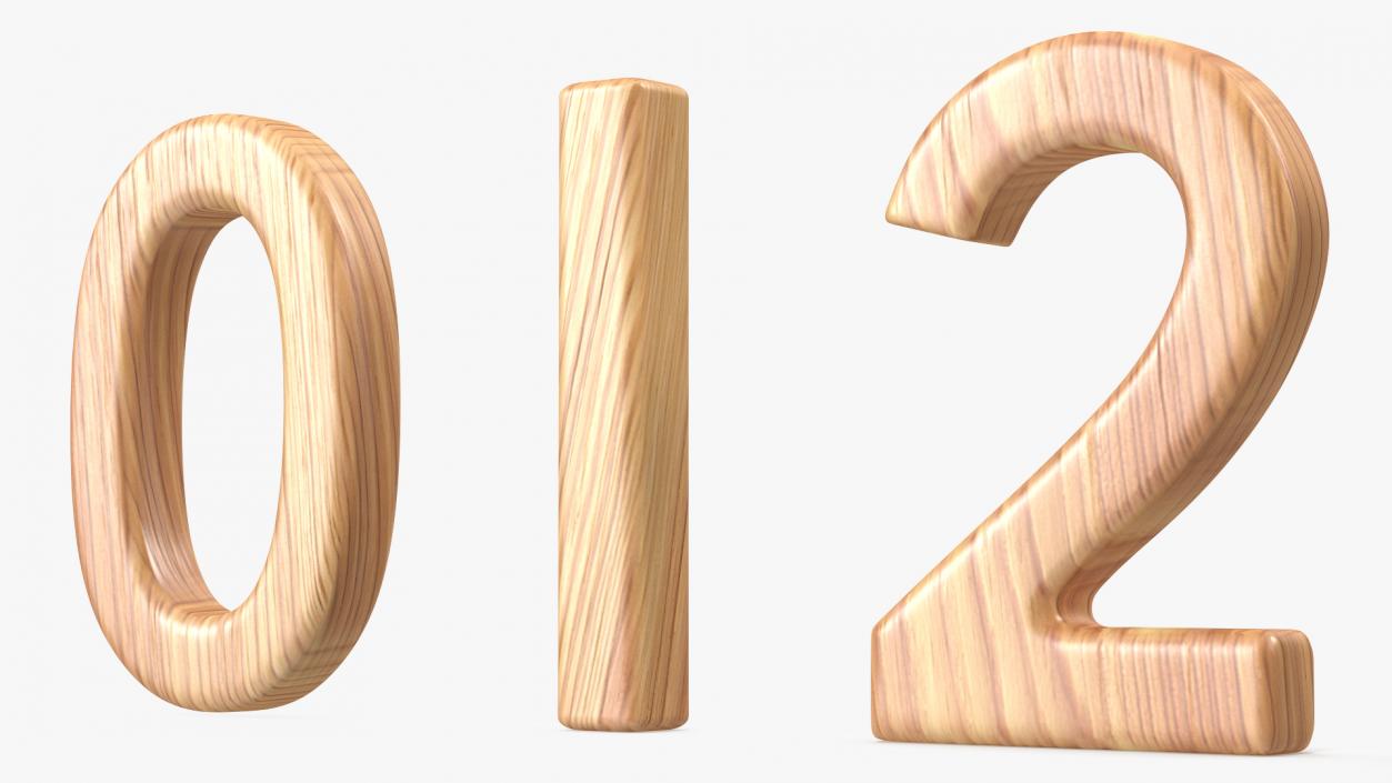 3D Wooden Numbers Set model