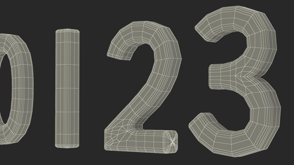 3D Wooden Numbers Set model