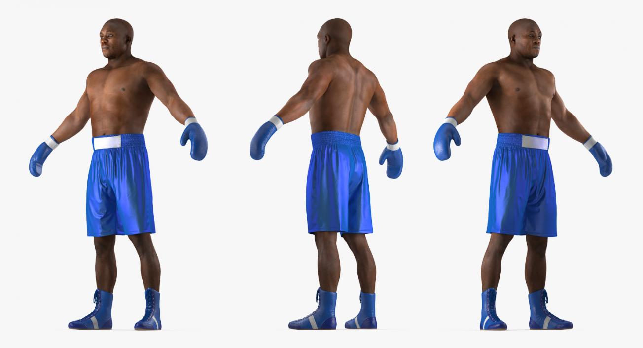 3D African American Boxer 2 Rigged
