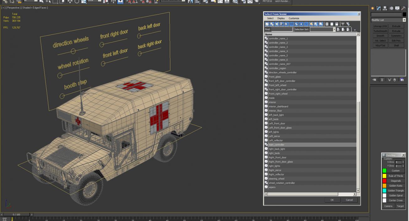 3D Ambulance Car HMMWV m997 Rigged Desert model