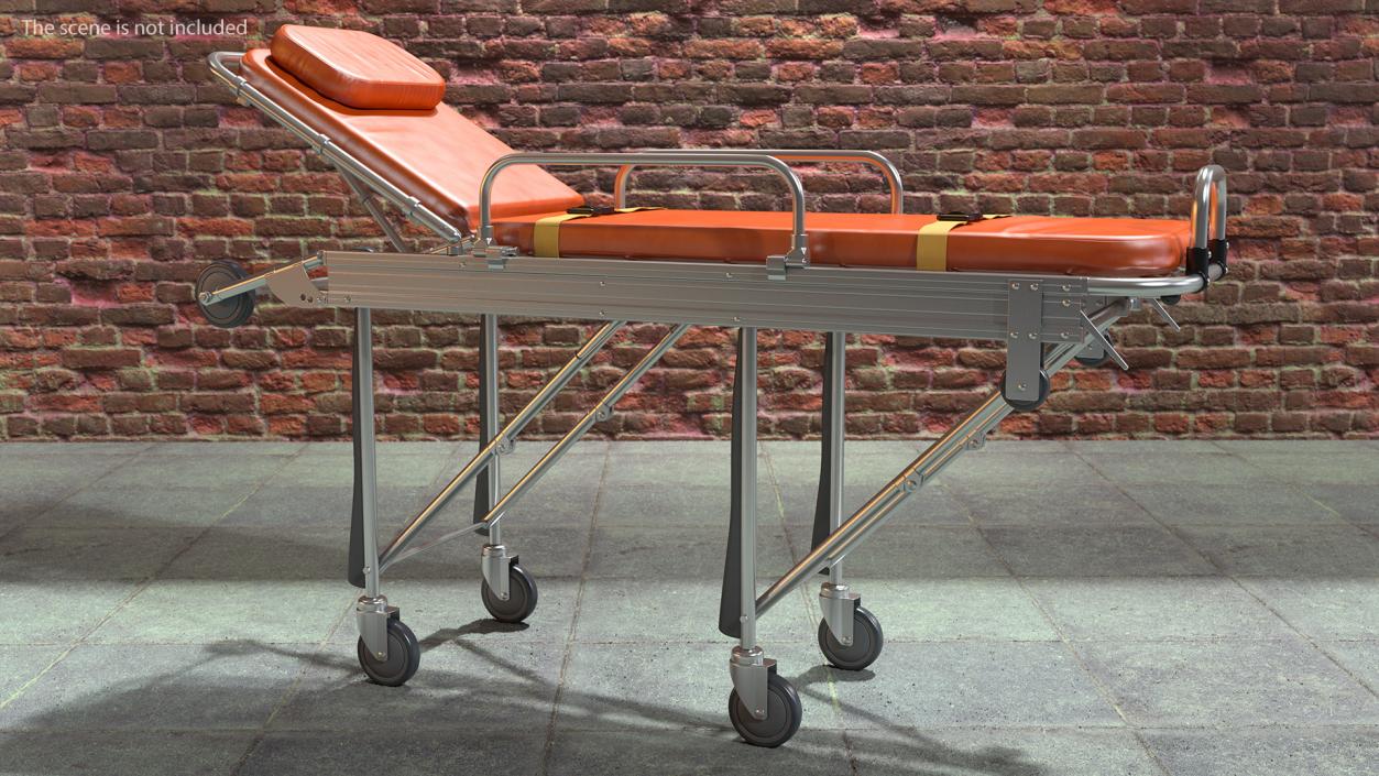 3D model Steel Ambulance Stretcher Hospital Bed Gurney