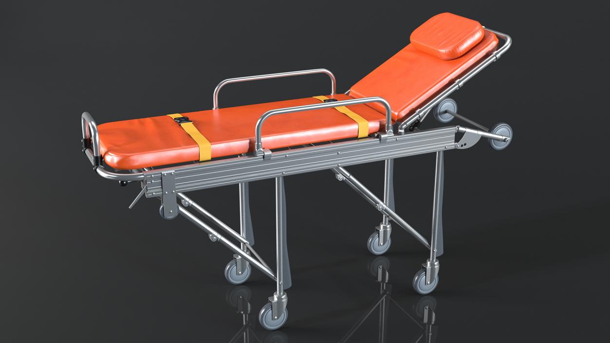 3D model Steel Ambulance Stretcher Hospital Bed Gurney