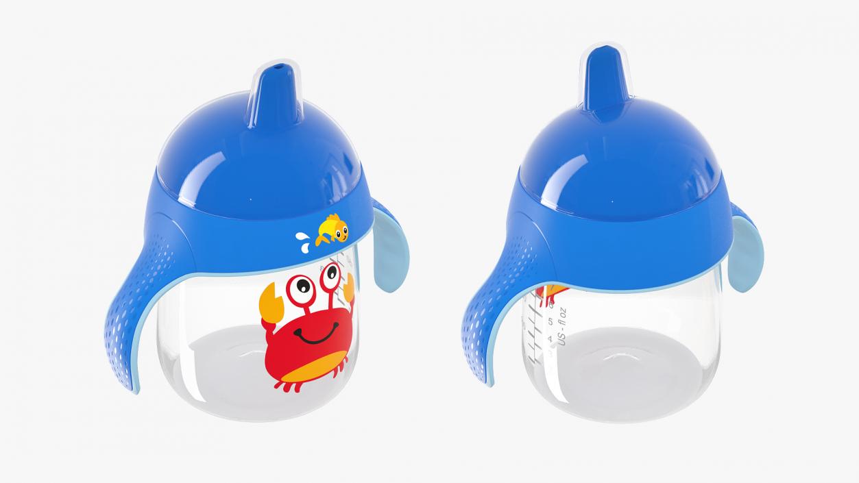Blue Spout Cup with Handles 3D