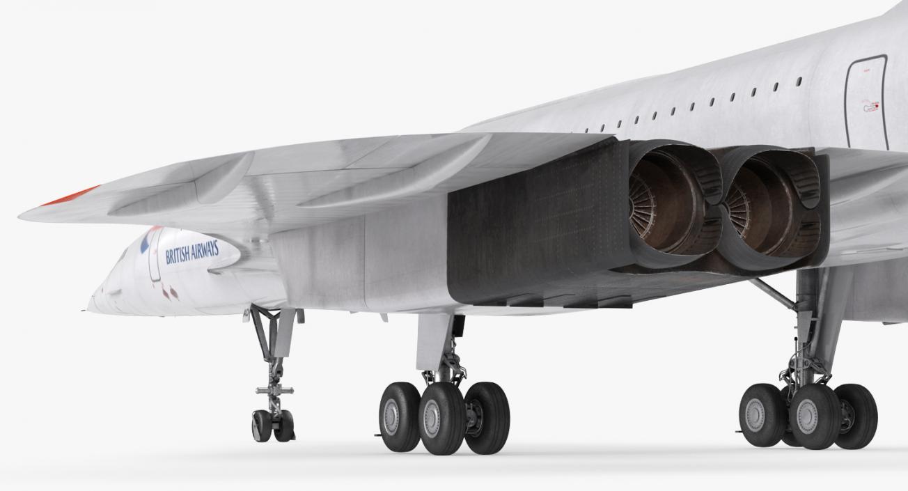 3D model Concorde Supersonic Passenger Jet Airliner British Airways Rigged