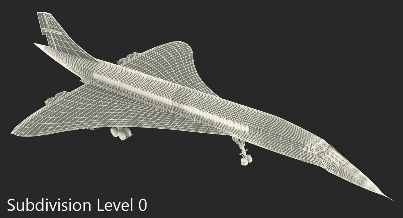 3D model Concorde Supersonic Passenger Jet Airliner British Airways Rigged