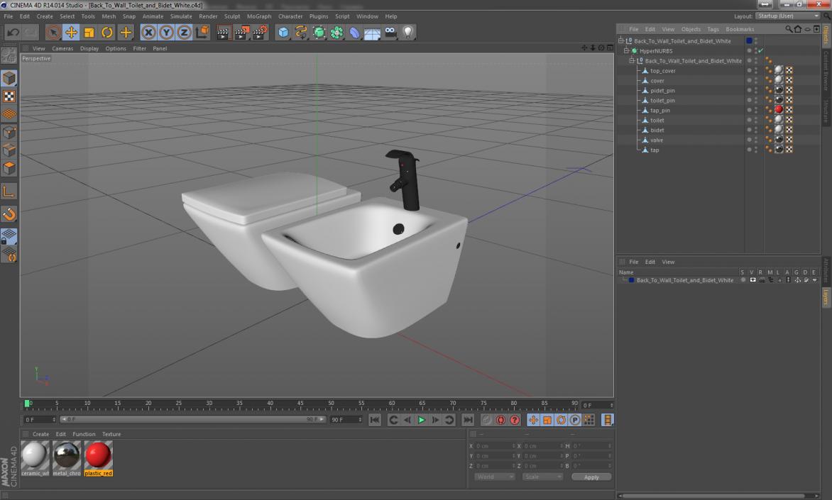 3D model Back To Wall Toilet and Bidet White